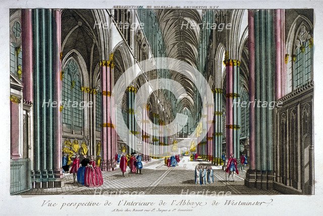 Interior view of Westminster Abbey, London, c1755. Artist: Anon