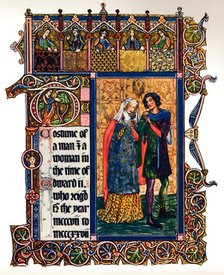 Costume of a Man & a Woman in the time of Edward II, (1909). Artist: Unknown