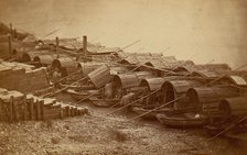 Boats Along Riverbank, 1870s. Creator: Unknown.
