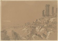 Temples of Juno, Lucina, and Concordia - Agrigentum, Sicily, 1842. Creator: Thomas Cole.
