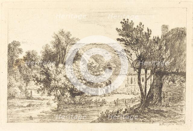 A House and a Shaded Cottage on the Banks of a River, c. 1770. Creator: Nicolas Perignon.