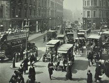 Pedestrians and traffic, Victoria Street, London, April 1912. Artist: Unknown.