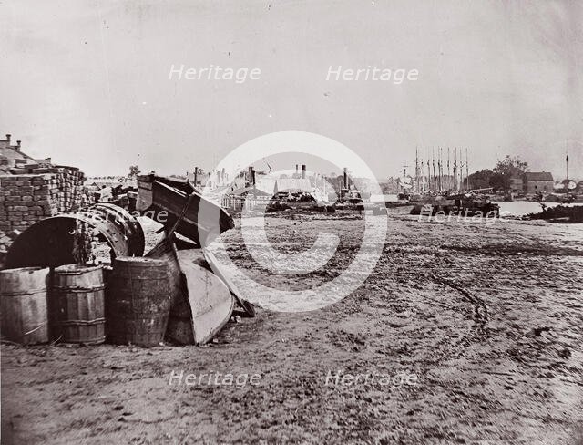 Wharves at Richmond, Virginia, 1865. Creator: Alexander Gardner.