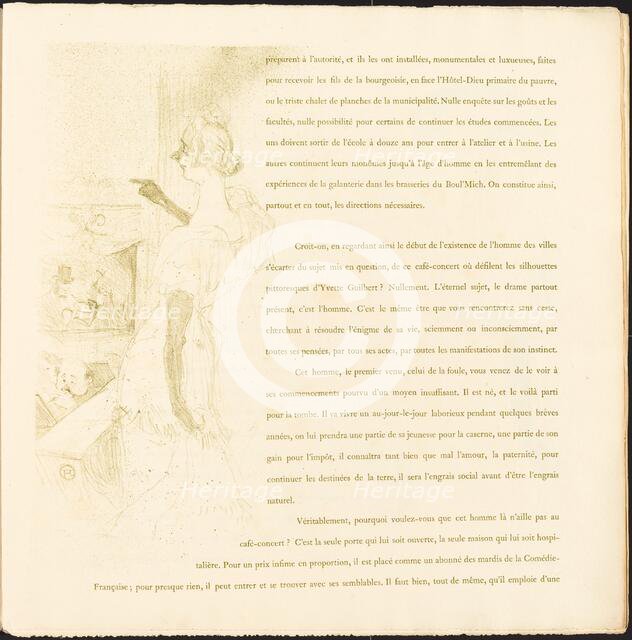 Yvette Guilbert, 1894. Creator: Henri de Toulouse-Lautrec.