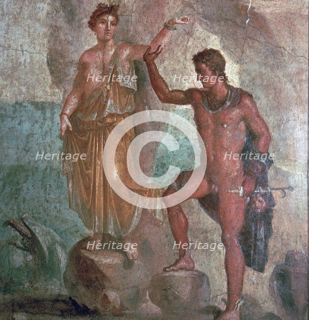 Roman wall-painting from the House of the Dioscuri in Pompeii, 1st century. Creator: Unknown.