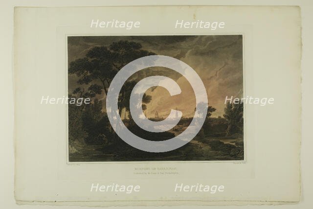 Burning of Savannah, plate four of the second number of Picturesque Views of American S..., 1819/21. Creator: John Hill.