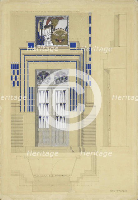 Villa Wagner II (Hüttelbergstraße 28, Vienna). Entrance, 1912. Creator: Wagner, Otto Koloman (1841-1918).