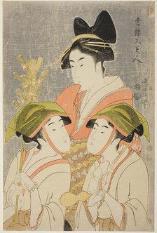 Three Beauties of Yoshiwara (Seiro san bijin), Japan, 1793. Creator: Kitagawa Utamaro.