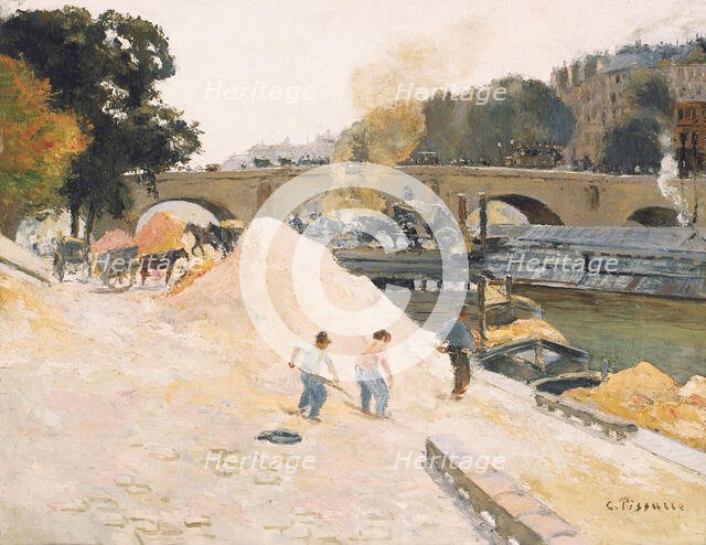 Le Pont-Marie vu depuis le quai d'Anjou, 1875. Creator: Pissarro; Camille (1830-1903).