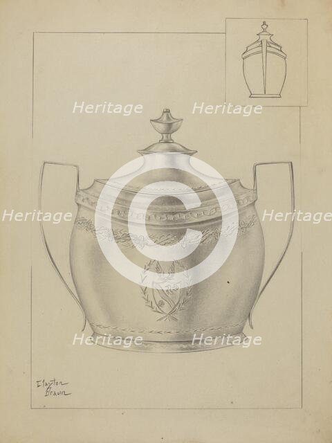 Silver Sugar Bowl, c. 1936. Creator: Clayton Braun.