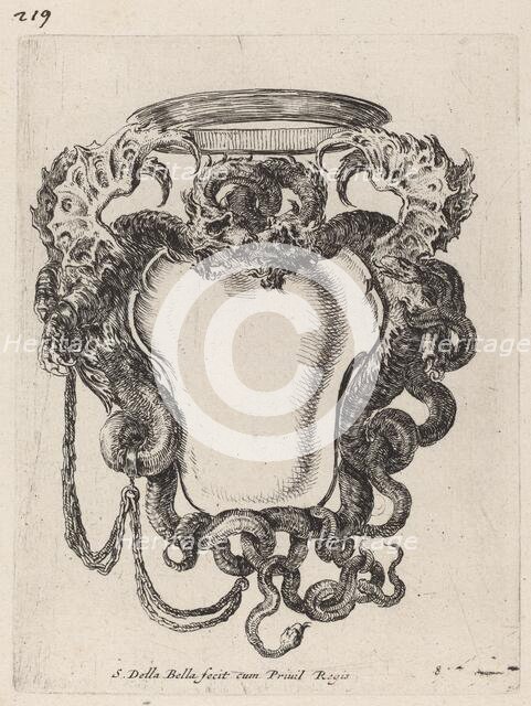 Cartouche Flanked by Dragons, 1647. Creator: Stefano della Bella.