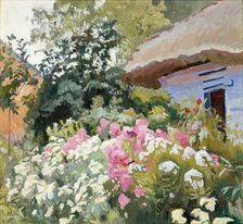 Flowers in Front of the Cottage, between 1903-1907. Creator: Stanislaus Kamocki.