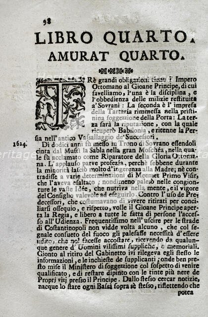 "Mappamondo Istorico", Volume VI, Part II: Life of the Ottoman Emperors, 1722.  Creator: Antonio Foresti.