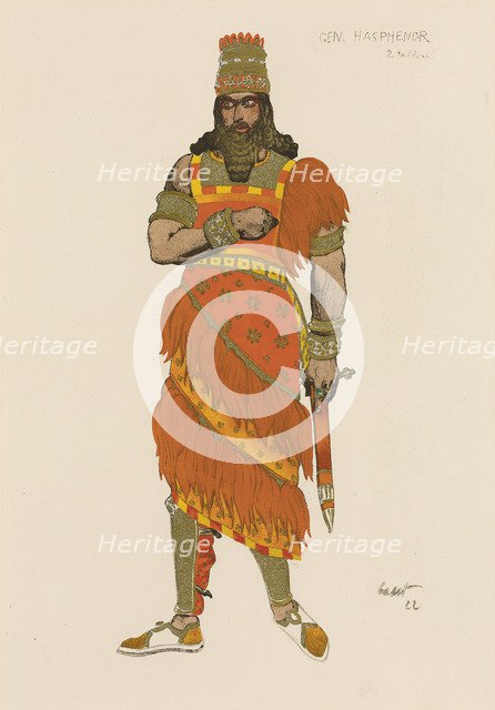 General Hasphénor. Costume design for the play Judith by Henri Bernstein in the Théâtre du Gymnase