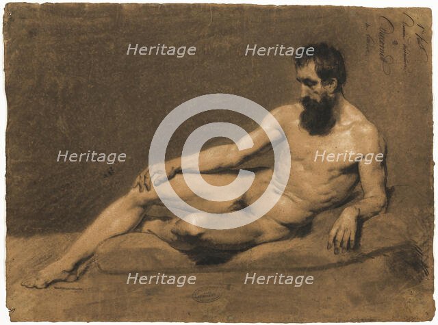 Reclining Male Nude, n.d. Creator: César Ducornet.