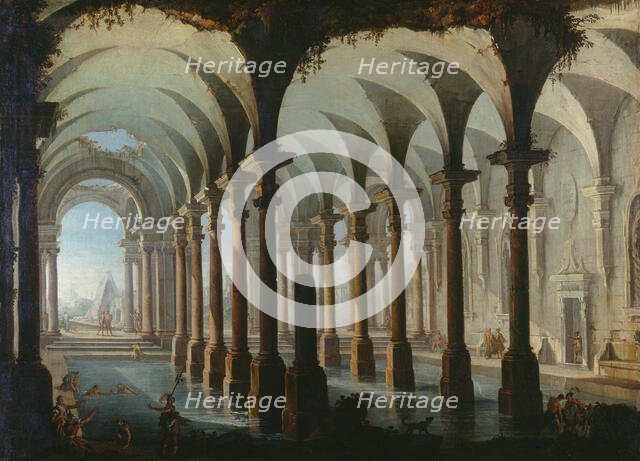 Roman Bath, c1745. Creators: Antonio Joli, Giovanni Paolo Panini.