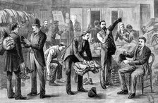 Sketches in Scotland-Yard: serving out clothing to the police, 1883. Creator: Unknown.