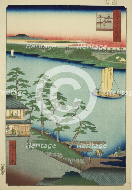 Niijuku Ferry (Niijuku no watashi), from the series "One Hundred Famous Views of Edo..., 1857. Creator: Ando Hiroshige.