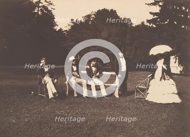 Groupe dans le parc du château de La Faloise, 1856. Creator: Edouard Baldus.