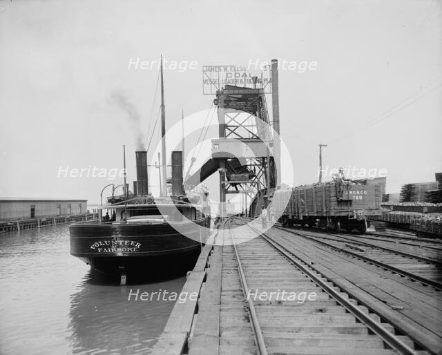 Dumping a car, Ellsworth coal chutes, Cleveland, ca 1900. Creator: Unknown.