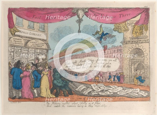 Tail Piece to Volume Three: The Genii of Caricature Bringing in Fresh Supplies, 1808-21., 1808-21. Creator: Thomas Rowlandson.