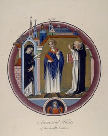 'Monastical Habits of the twelfth Century', c1797. Artist: Joseph Strutt