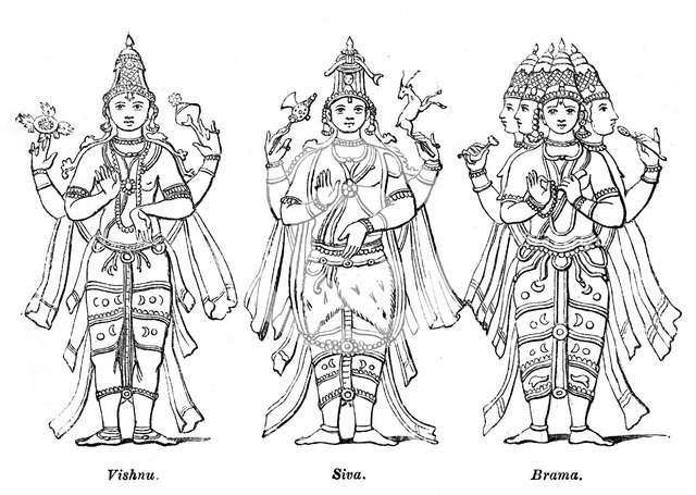Vishnu, Shiva, and Brahma, 1847. Artist: Robinson
