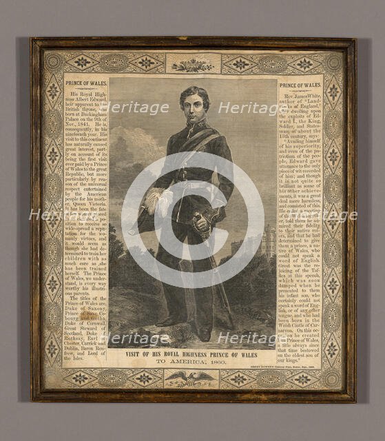 Souvenir Handkerchief Commemorating "Visit of His Royal Highness Prince of Wales to America... Creator: Henry Bowen.