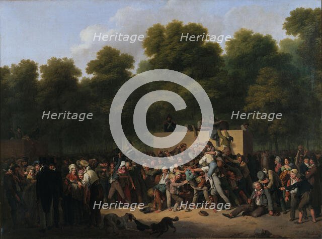 Distribution of wine and food on the Champs-Elysées on the occasion of King's..., 1822. Creator: Boilly, Louis-Léopold (1761-1845).