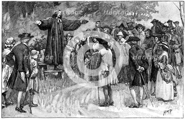 George Whitefield preaching in the open air, (c1750) c1870. Artist: Unknown