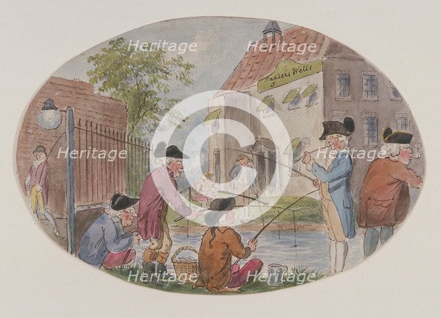 View of anglers opposite Sadler's Wells Theatre. Finsbury, Islington, London, c1800. Artist: S Woodward