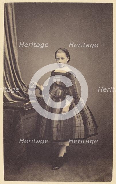 Portrait of young girl, 1865-1870. Creator: C. Robert.