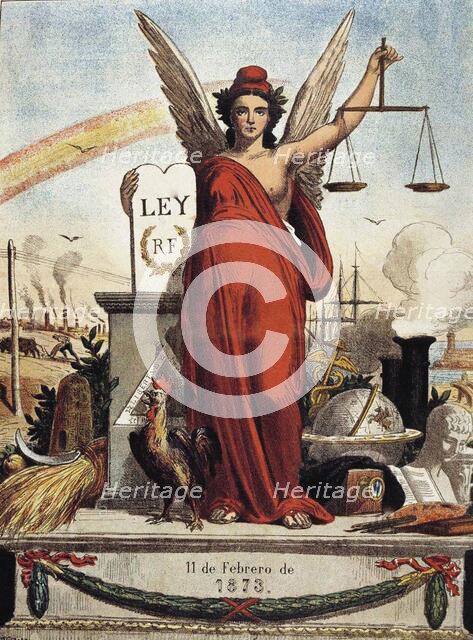 Allegory of the First Spanish Republic , 1873. Creator: Padró Pedret, Tomás (1840-1877).