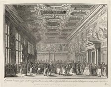 Reception by the Doge of Foreign Ambassadors in the Sala del Collegio, 1763/1766. Creator: Giovanni Battista Brostoloni.