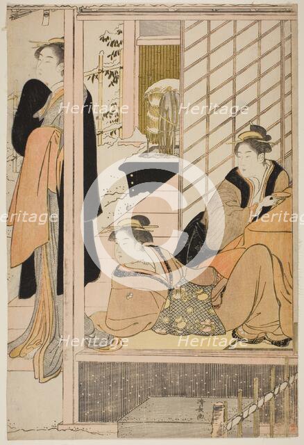 Women Viewing a Snowy Garden from a Parlor, c. 1786. Creator: Torii Kiyonaga.