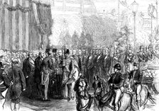 The Shah in Paris: reception at the Arc de Triomphe by the Prefect of the...Municipal Council, 1873. Creator: Unknown.