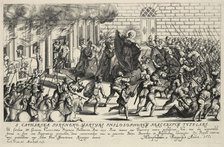 Saint Catherine protects Charles IV during the Pisan popular revolt in May 1355. Artist: Küsel, Matthäus (1629-1681)