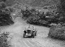 1935 MG PB of the Cream Cracker Team taking part in a motoring trial in Devon, late 1930s. Artist: Bill Brunell.