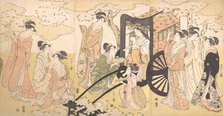 A Cherry-Viewing Excursion by a Noble Lady and Attendants, ca. 1797. Creator: Hosoda Eishi.