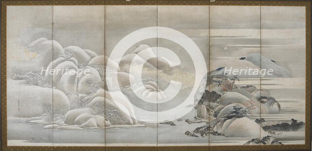 Landscape: two of the four seasons; autumn and winter, Edo period, late 18th-early 19th century. Creator: Hishikawa Sori.