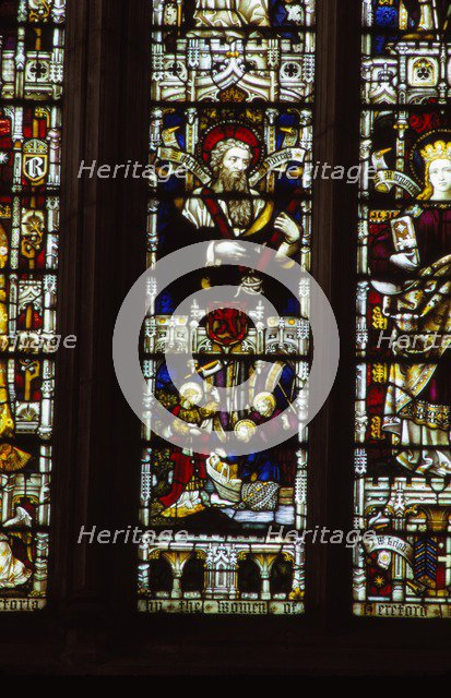 St. Andrew with cross, Hereford Cathedral, England, 20th century. Artist: CM Dixon.