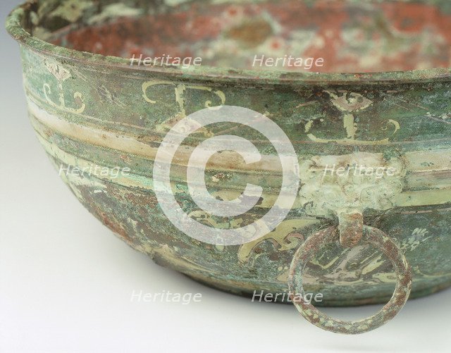 Bronze basin painted with cloud scrolls, Western Han dynasty, China, 2nd century BC. Artist: Unknown