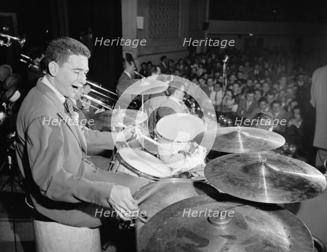 Portrait of Shelly Manne, Art Pepper, and Bob Gioga, 1947 or 1948. Creator: William Paul Gottlieb.