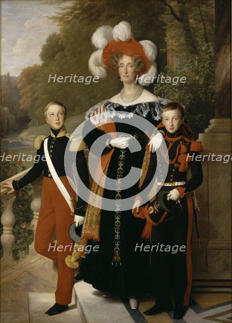 Queen Maria Amalia (1782-1866), Princess of Naples and Sicily, with her Children, 1835. Creator: Hersent, Louis (1777-1860).