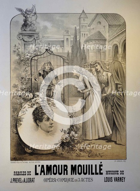 Poster for the Operetta L'amour mouillé by Louis Varney, 1887.