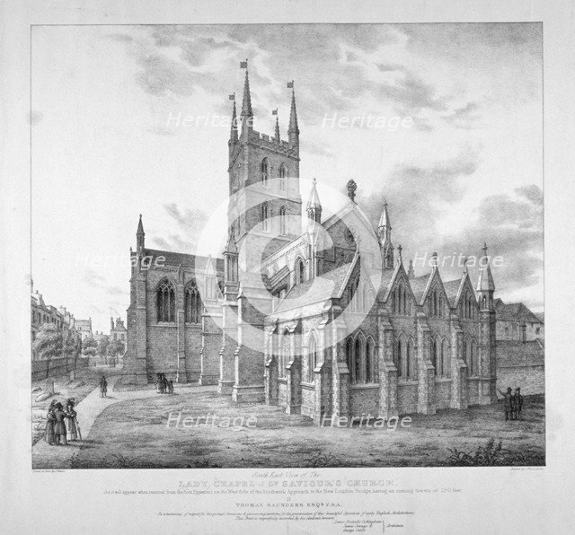 'South-east view of the Lady Chapel of St Saviour's Church, as it will appear when restored', c1835. Artist: J Harris