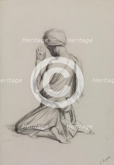 Arab Kneeling in Prayer, c1883. Creator: Charles Bargue.