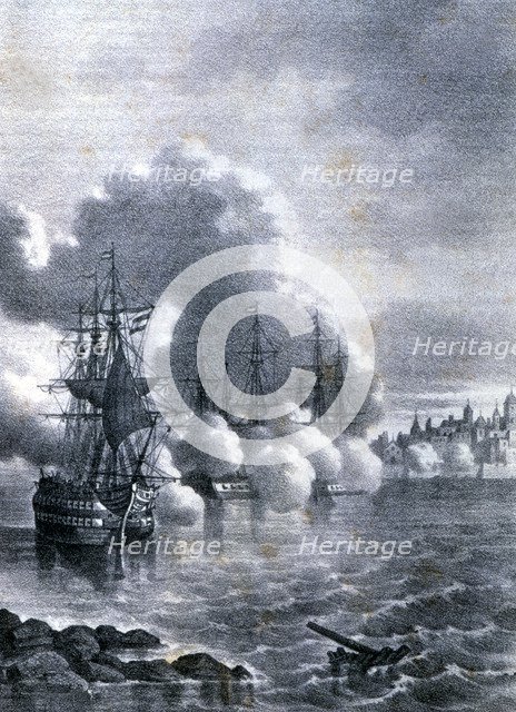 War of American Independence, taking of Pensacola (Florida) by the Spanish fleet commanded by Ber…