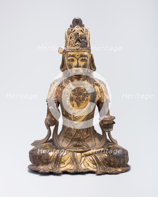 Guanyin (Avalokiteshvara) Holding Lotus-Form Cup, Yuan dynasty (1279-1368), 14th century. Creator: Unknown.