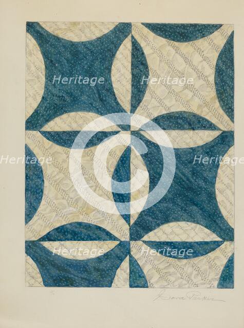 Quilted and Pieced Coverlet, c. 1938. Creator: Cora Parker.